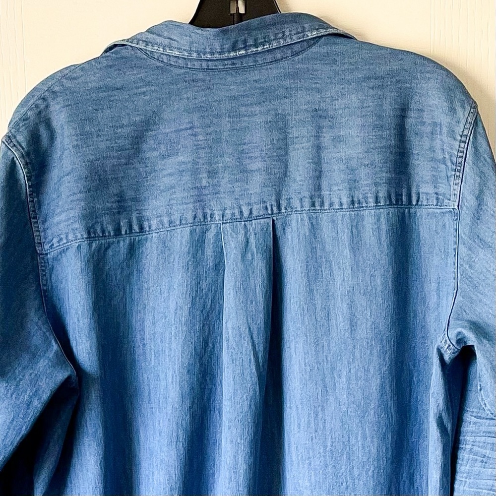 Frank & Eileen Rory Denim Maxi Shirt Dress Blue Indigo Relaxed Large Euc — image 7 of 8